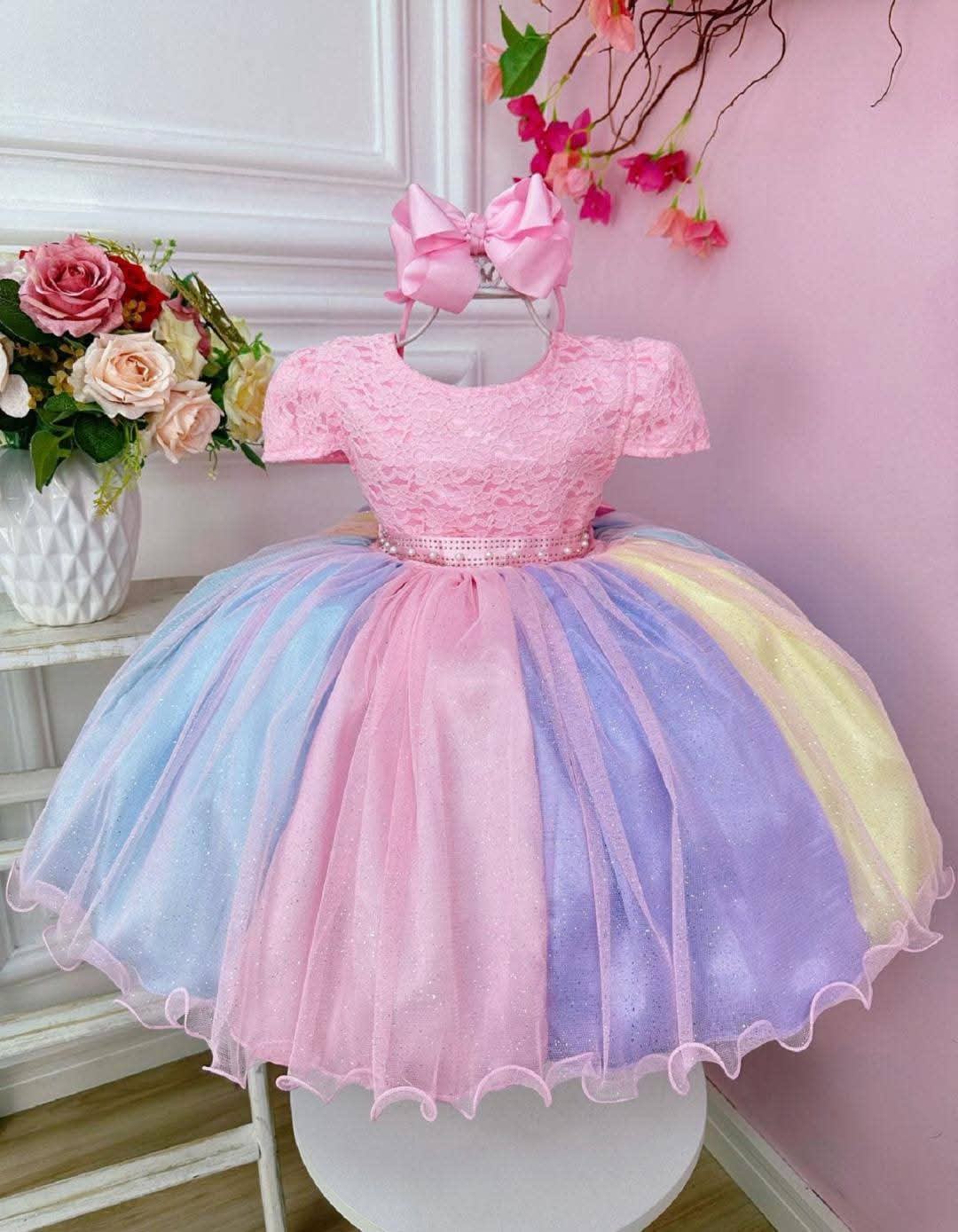 Vestido Colorido Arco-íris