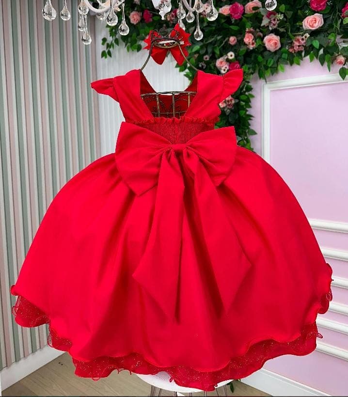 Vestido pérolas vermelho 