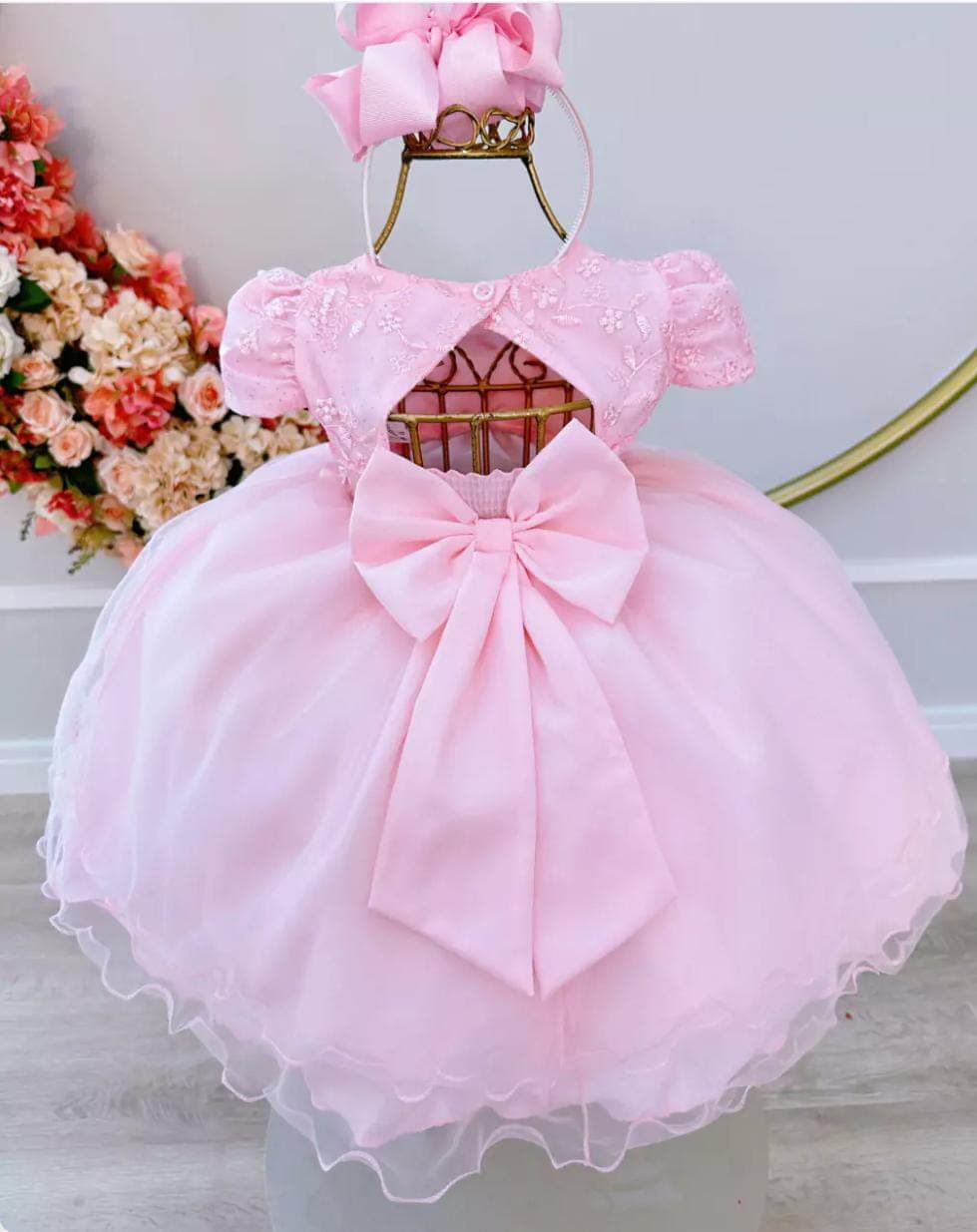 Vestido Jardim encantado borboletas e pérolas