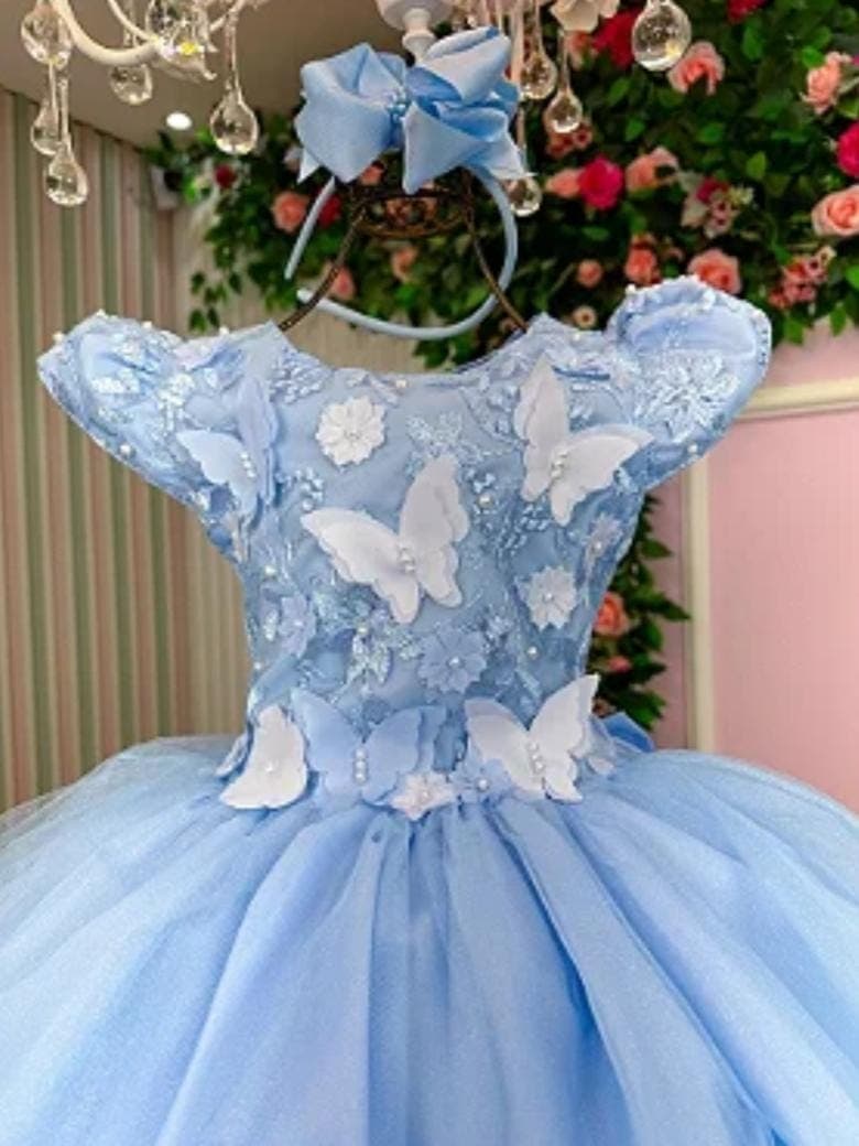 Vestido jardim encantado azul 