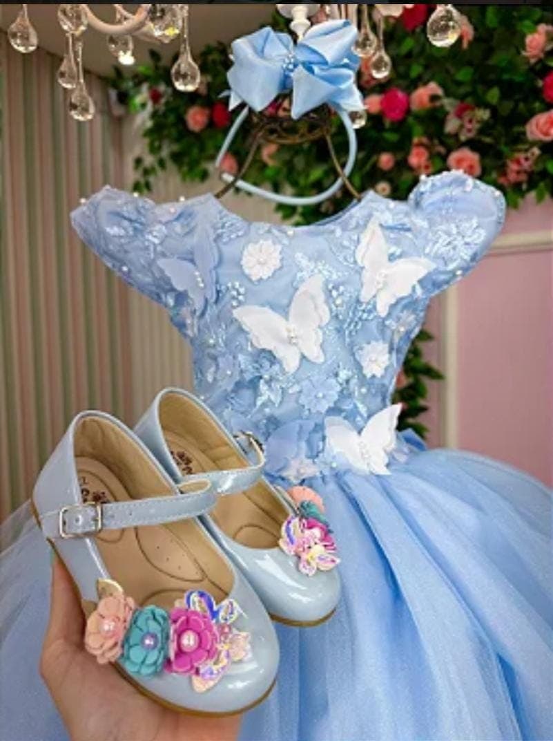 Vestido jardim encantado azul 