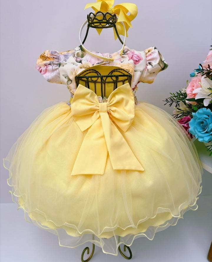 Vestido amarelo + estampa 