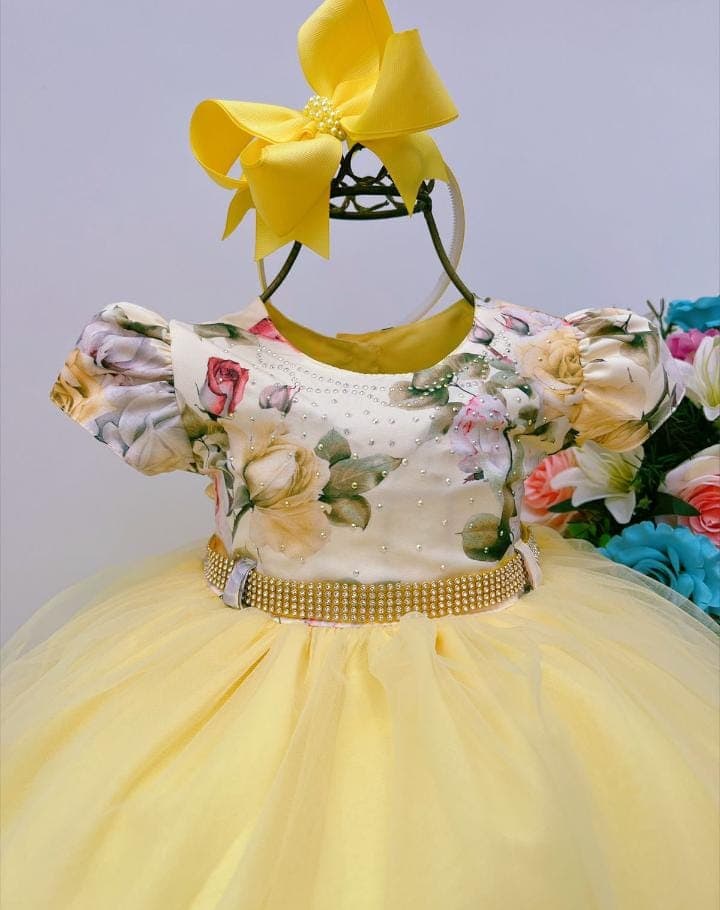 Vestido amarelo + estampa 