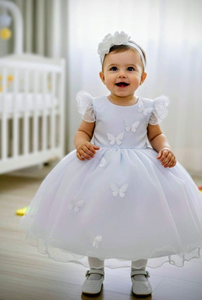 Vestido branco borboletas 