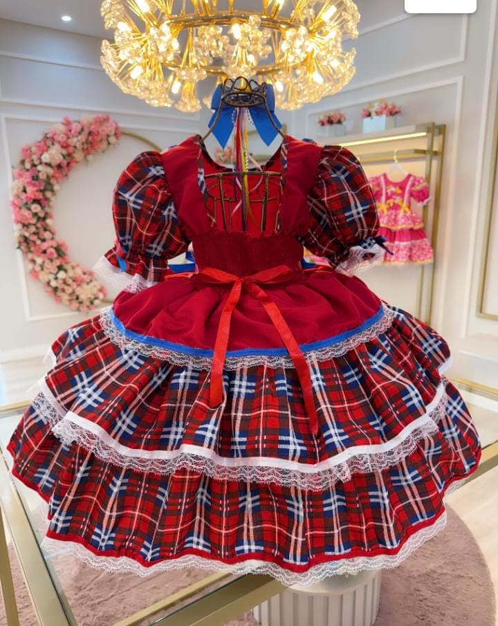 Vestido junino luxo vermelho
