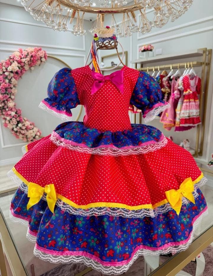 Vestido junino laços luxo