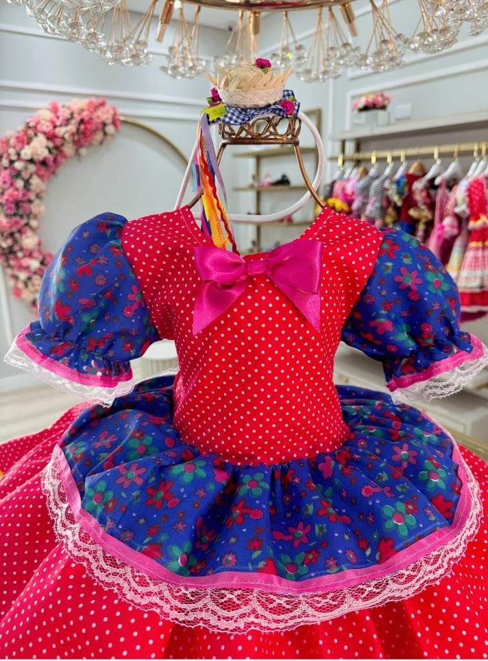 Vestido junino laços luxo