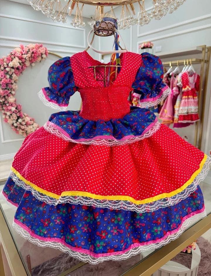 Vestido junino laços luxo