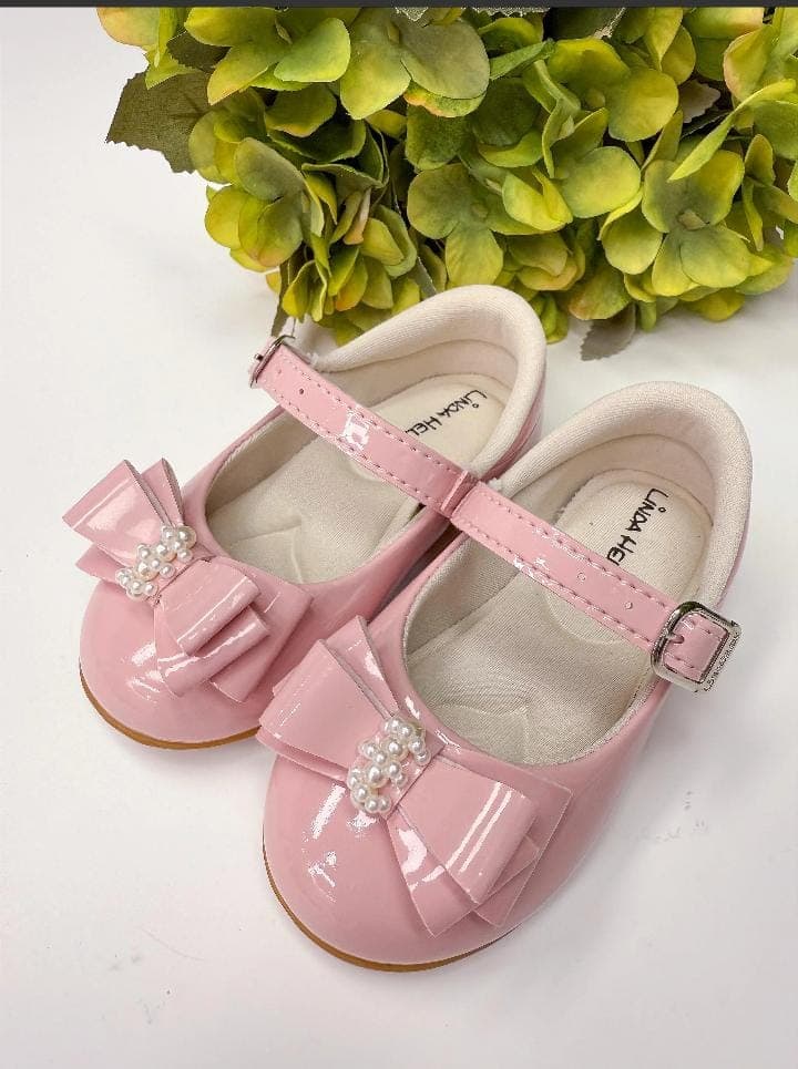 sapatilha pérolas rosa bebe