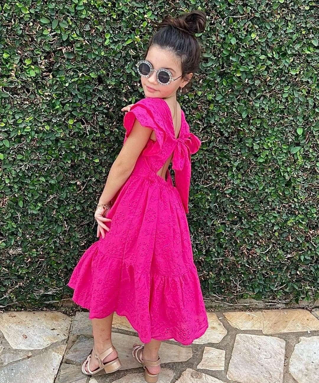 Vestido broderi pink