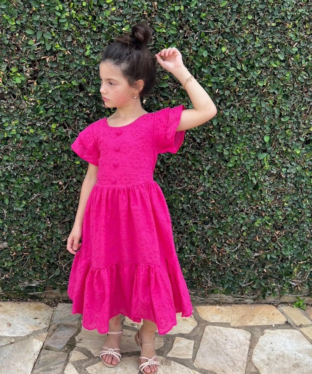 Vestido broderi pink